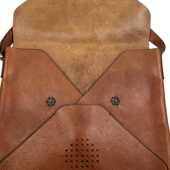 Vintage Loyd Maish Leather Letter Envelope Satchel Bag Crossbody Purse Brown - Picture 5 of 12